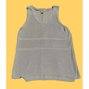 Liz Claiborne Woman Shirt Size XL Sleeveless Knit Gold Metallic Thread Office
